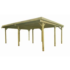 Carport toit plat - Bois traité autoclave - 2 voitures - Toit plat - 30,32 m² - TALANGA