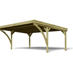 Carport toit plat - Bois traité autoclave - 2 voitures - 30,9 m² - VICTOR MODERN