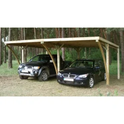 Carport toit plat - Bois traité autoclave - 2 voitures - Toit plat - 29,53 m² - CHOMES