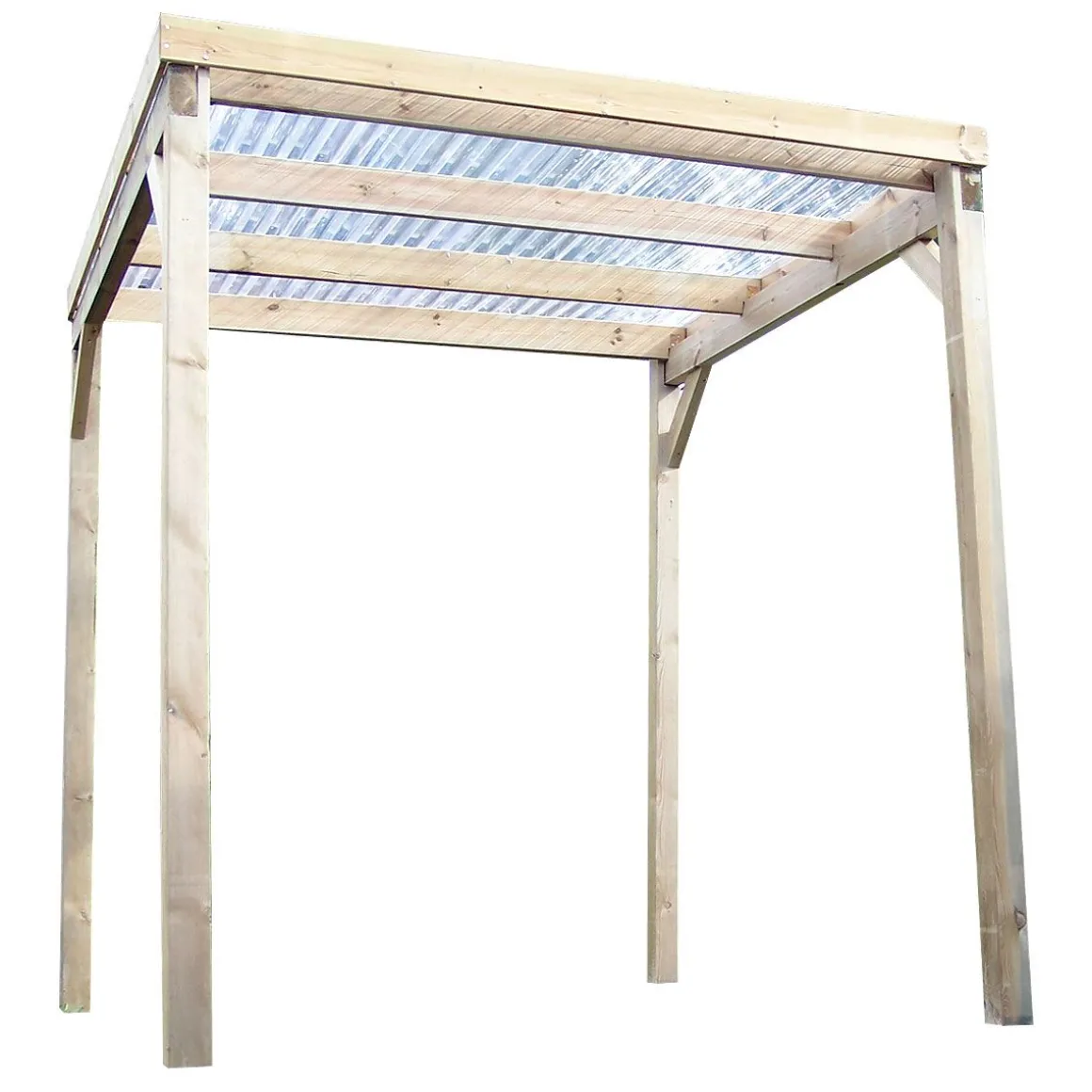 Carport toit plat - Bois traité autoclave - Toit plat - 4 m²