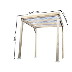 Carport toit plat - Bois traité autoclave - Toit plat - 4 m²