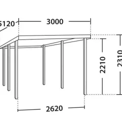 Carport toit plat - Bois traité autoclave - 15,8m² - HENRI