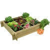Carré Potager avec séparateurs - Bois - 90x90x20cm