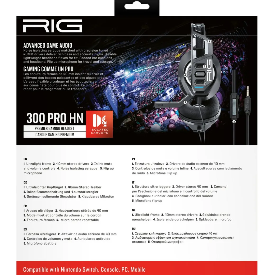 Casque Premium Gaming Filaire 300 Pro HN Noir Nintendo Switch