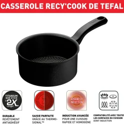 Casserole 20cm tous feux dont induction RECYCOOK