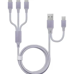 Câble de charge Lightning/MUSB/USB C - Violet