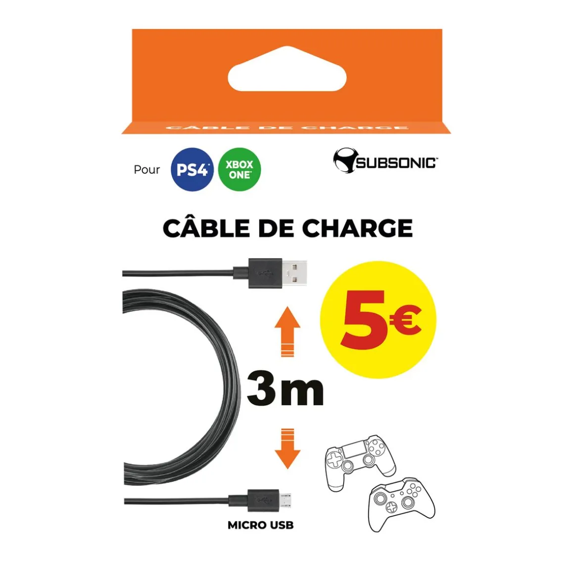 Câble de Charge Manette PS4 - Xbox One