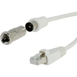 Câble RJ45 / Coaxial TV - 2 mètres mâle + adaptateur F mâle / Coaxial femelle