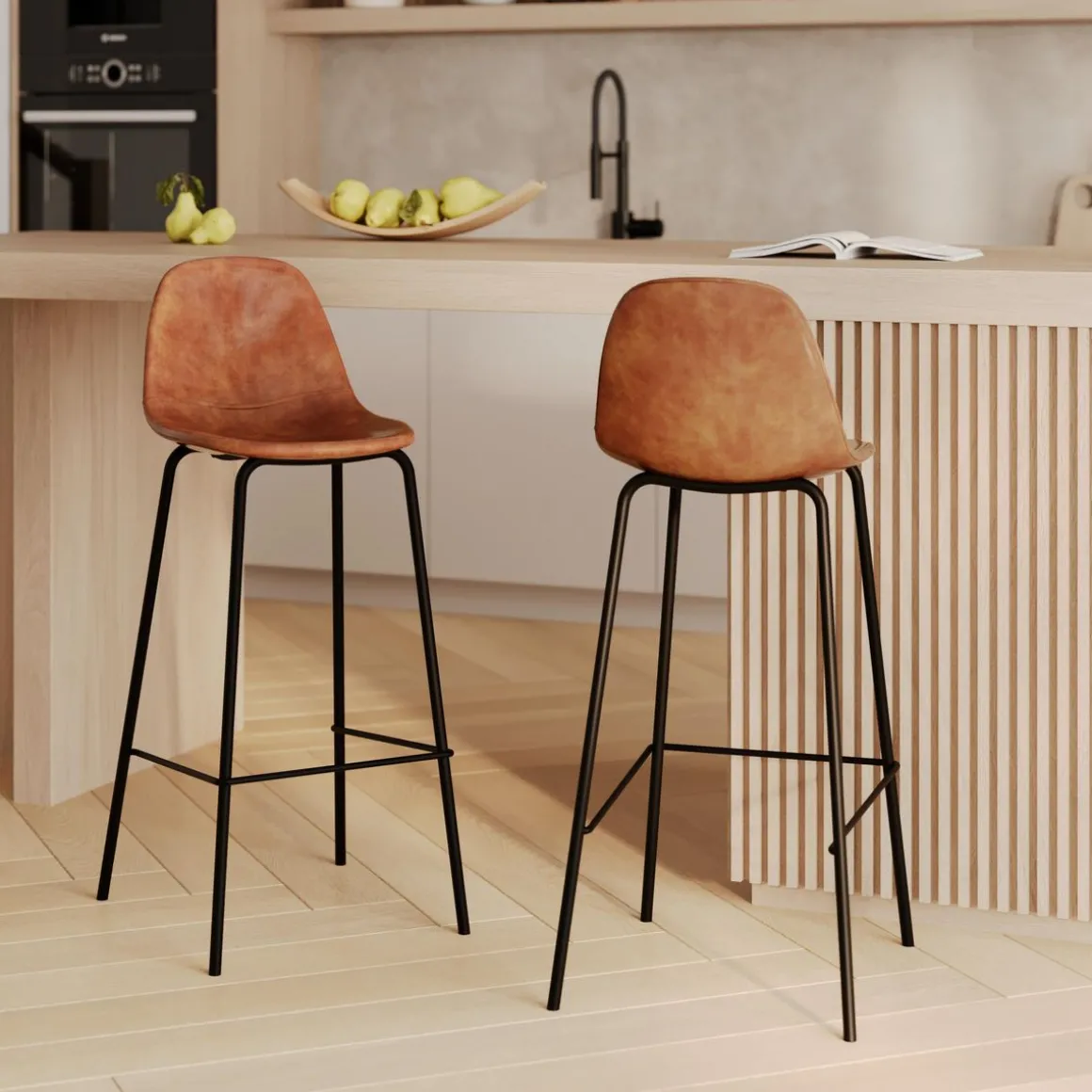 Chaise de bar Henrik en cuir synthétique (lot de 2)