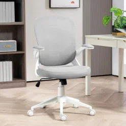 Chaise de bureau design ergonomique réglable accoudoirs relevables maille tissu gris