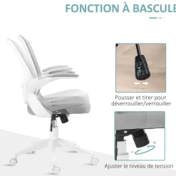 Chaise de bureau design ergonomique réglable accoudoirs relevables maille tissu gris
