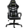 Chaise de bureau gaming réglable - coussin lombaires et tétière inclus - fonction bascule verrouillable - noir gris
