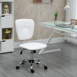 Chaise de bureau visiteur design - hauteur réglable, fonction bascule verrouillable - acier chromé synthétique blanc