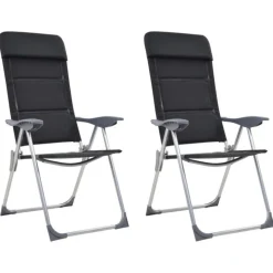Chaise de camping lot de 2 Noir 58x69x111 cm Aluminium
