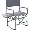 Chaise de camping plage pliable - plateau porte-gobelet - métal oxford gris