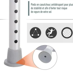 Chaise de douche siège de douche ergonomique hauteur réglable pieds antidérapants charge max. 136 Kg alu HDPE gris