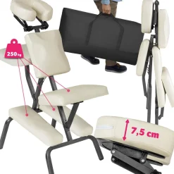 Chaise de massage, avec rembourrage épais, sac de transport