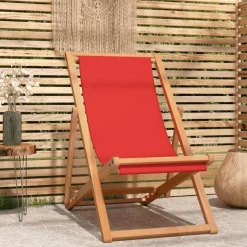Chaise de plage pliable Bois de teck solide rouge