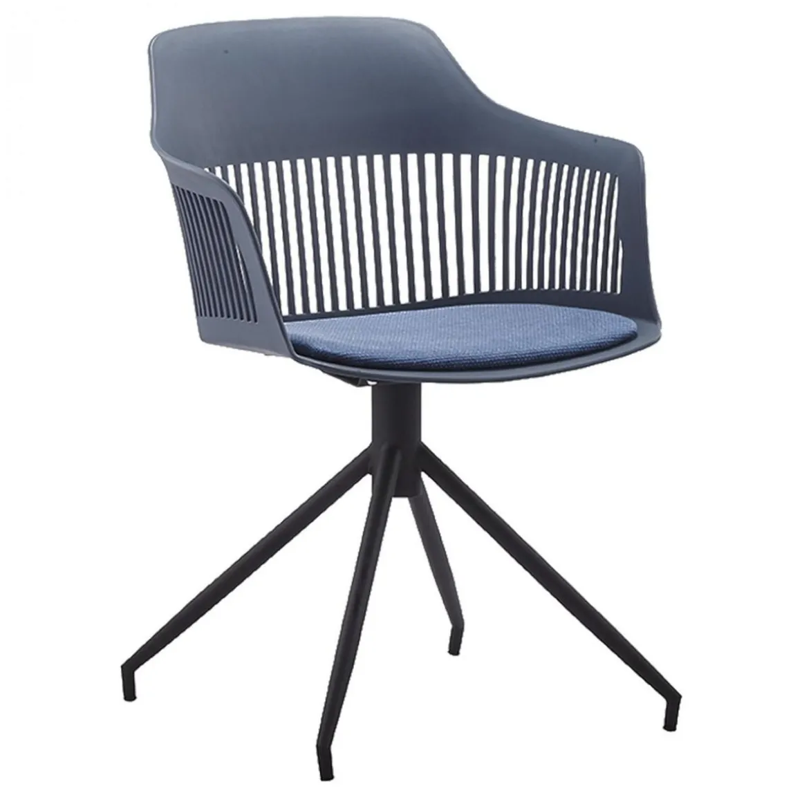 Chaise design avec accoudoirs bleu foncé ANAIS