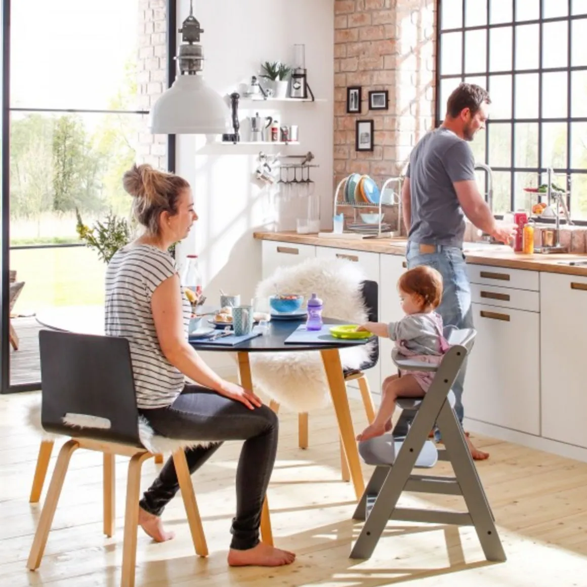 Chaise haute Alpha + B gris