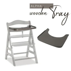 Chaise haute Alpha Select Gris foncé + Tablette pour chaise haute en bois Alpha Wooden Tray Gris foncé