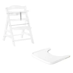 Chaise haute Alpha+B Blanc + Tablette pour chaise haute en bois Alpha Wooden Tray Blanc