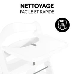 Chaise haute Alpha+B Blanc + Tablette pour chaise haute en bois Alpha Wooden Tray Blanc