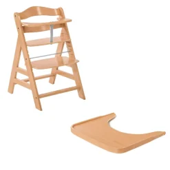 Chaise haute Alpha+B Bois Naturel + Tablette pour chaise haute en bois Alpha Wooden Tray Naturel