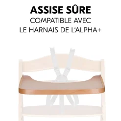 Chaise haute Alpha+B Bois Naturel + Tablette pour chaise haute en bois Alpha Wooden Tray Naturel
