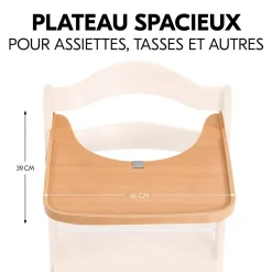 Chaise haute Alpha+B Bois Naturel + Tablette pour chaise haute en bois Alpha Wooden Tray Naturel