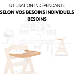 Chaise haute Alpha+B Bois Naturel + Tablette pour chaise haute en bois Alpha Wooden Tray Naturel