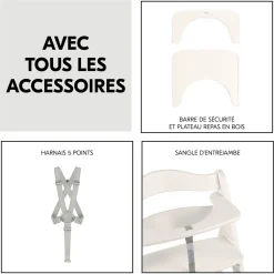 Chaise haute Beta+B Blanc + Coussin chaise haute en bois Highchair Pad Select Minnie Mouse Rose