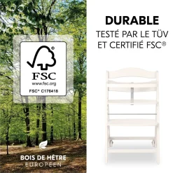 Chaise haute Beta+B Blanc + Coussin chaise haute en bois Highchair Pad Select Minnie Mouse Rose