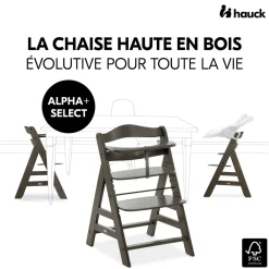 Chaise haute en bois Alpha Select gris foncé