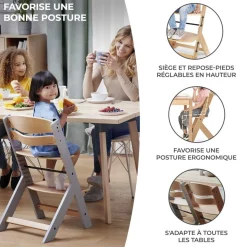 Chaise Haute Enock avec coussin noir - Gris