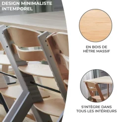 Chaise Haute Enock avec coussin noir - Gris