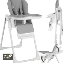 Chaise haute SOPHIA pliable réglable en hauteur avec harnais à 5 points