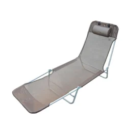 Chaise longue pliante bain de soleil inclinable transat textilène lit jardin plage 182L x 56l x 24,5H cm chocolat
