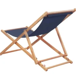 Chaise pliable de plage Tissu et cadre en bois Bleu