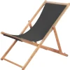 Chaise pliable de plage Tissu et cadre en bois Gris