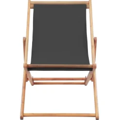 Chaise pliable de plage Tissu et cadre en bois Gris