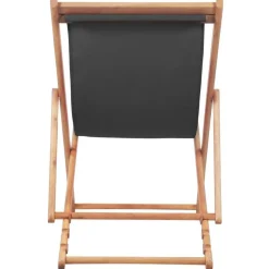 Chaise pliable de plage Tissu et cadre en bois Gris