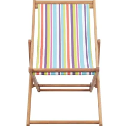 Chaise pliable de plage Tissu et cadre en bois Multicolore