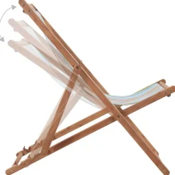 Chaise pliable de plage Tissu et cadre en bois Multicolore