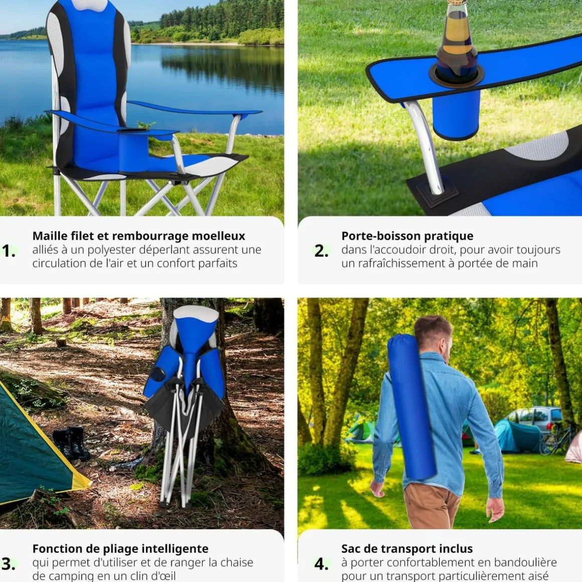 Chaise pliante avec rembourrage