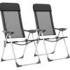 Chaise pliante de camping lot de 2 Noir Aluminium