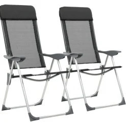 Chaise pliante de camping lot de 2 Noir Aluminium