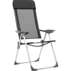 Chaise pliante de camping lot de 2 Noir Aluminium