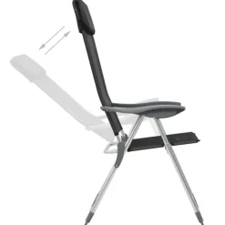 Chaise pliante de camping lot de 2 Noir Aluminium