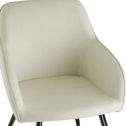 Chaise rembourrée avec revêtement en tissu pied acier crème/noir